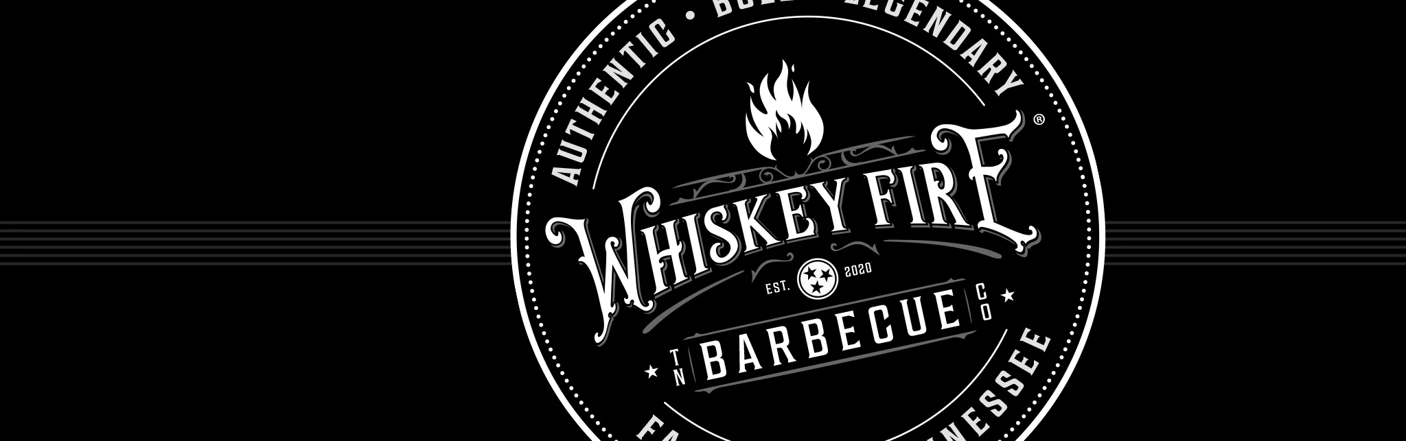 Whiskey Fire Barbecue logo with vintage design