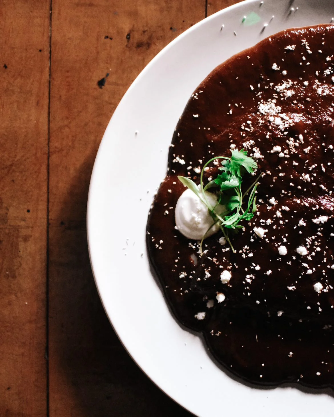 Authentic Mexican mole sauce served with tortillas