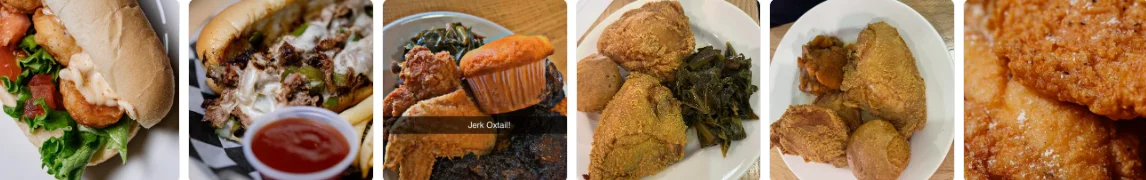 Southern fried chicken with collard greens and cornbread