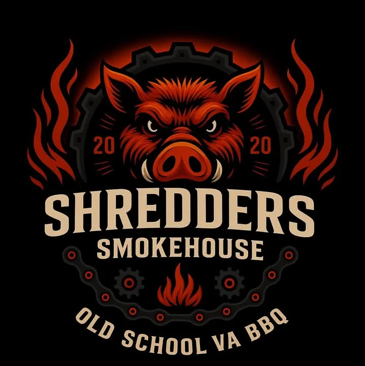 A bold logo featuring a stylized pig's face, flames, and gears, representing a BBQ smokehouse established in 2020.