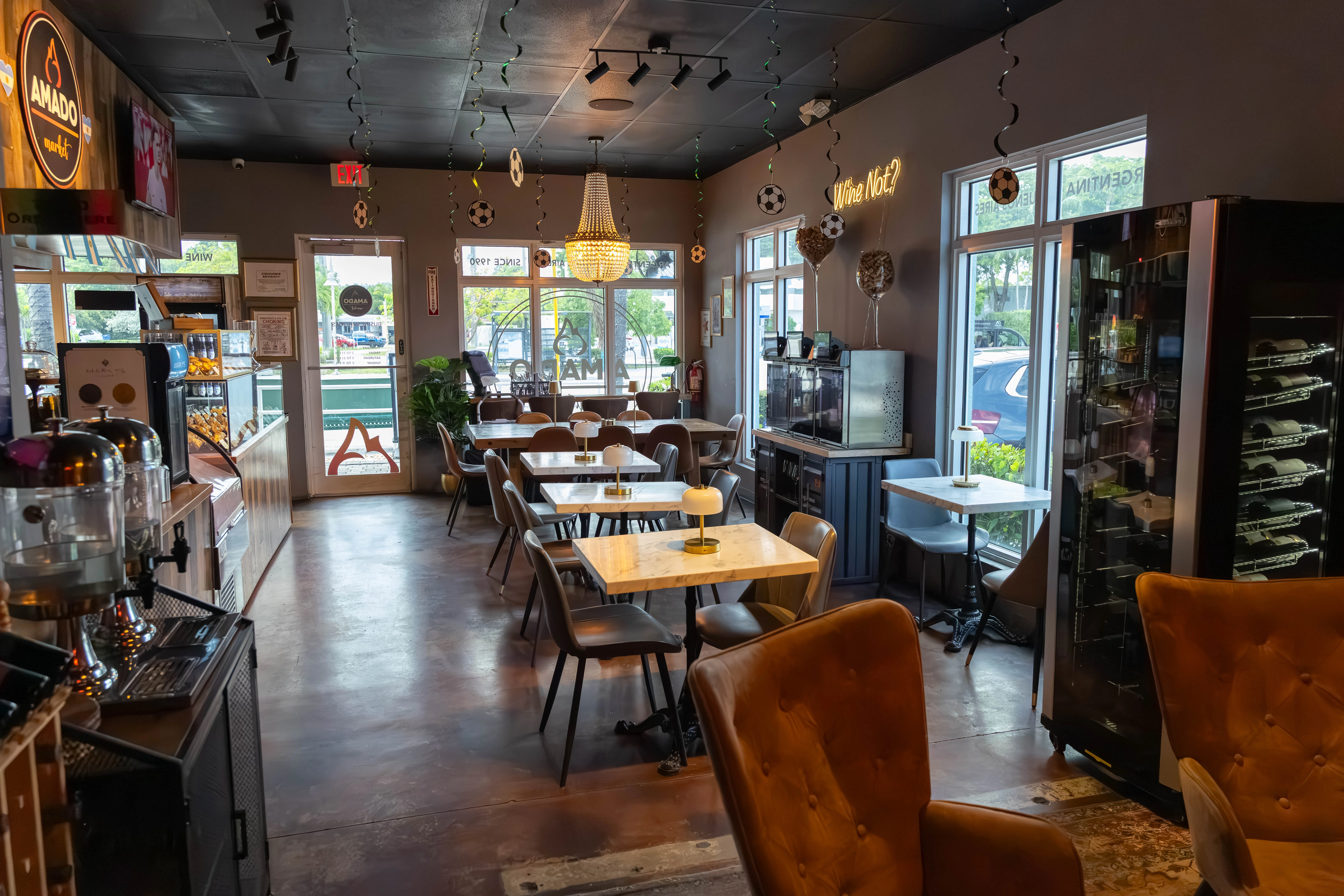Cozy restaurant interior with modern decor and warm lighting