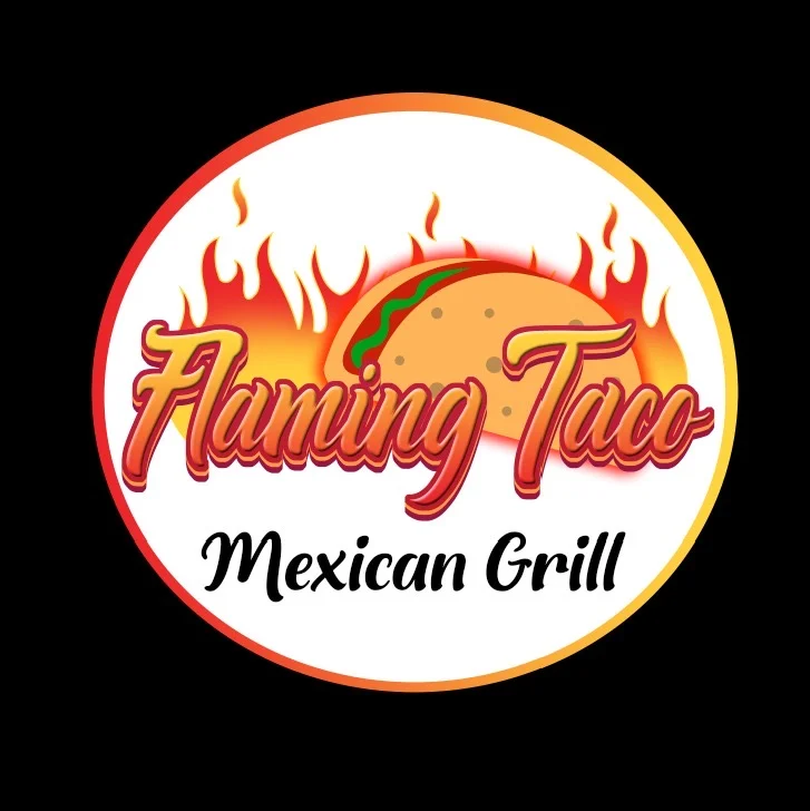 Logo of Flaming Taco Mexican Grill with fiery design