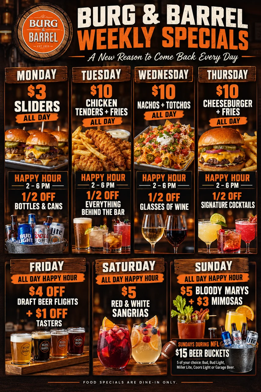 Burg & barrel Daily Specials
