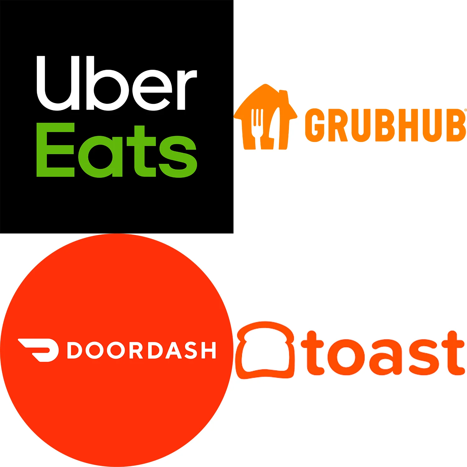 Uber Eats, DoorDash, Toast, Grubhub logos