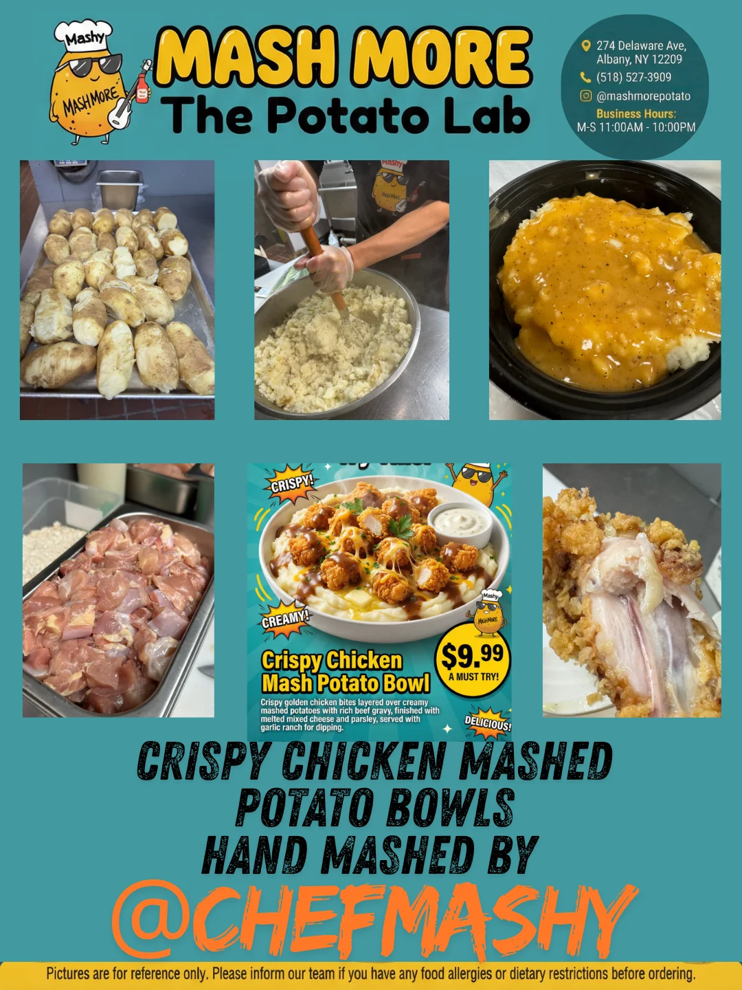 Crispy chicken mashed potato bowl with gravy