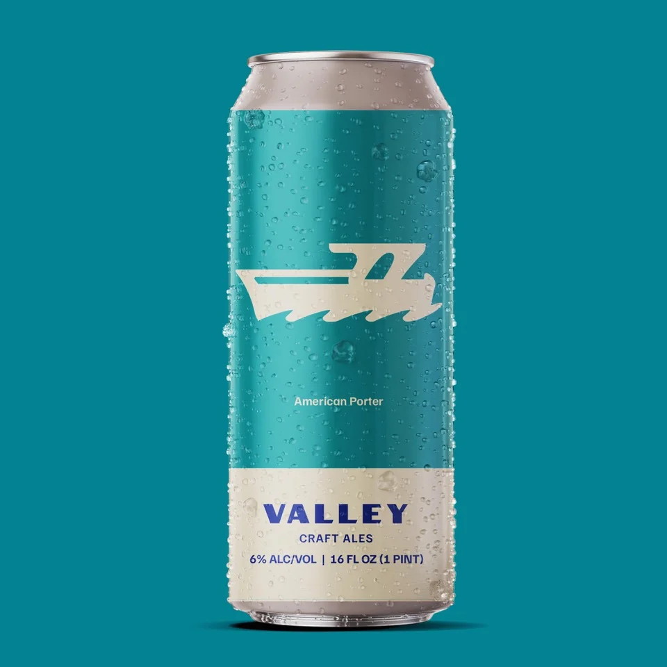 American Porter craft beer can with condensation
