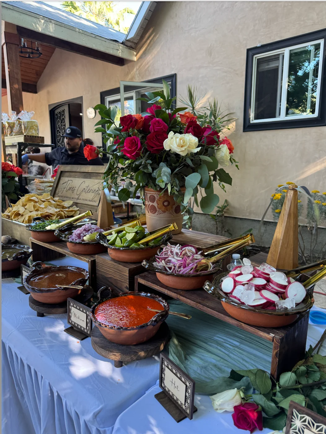 Catering set up of a condiment table
