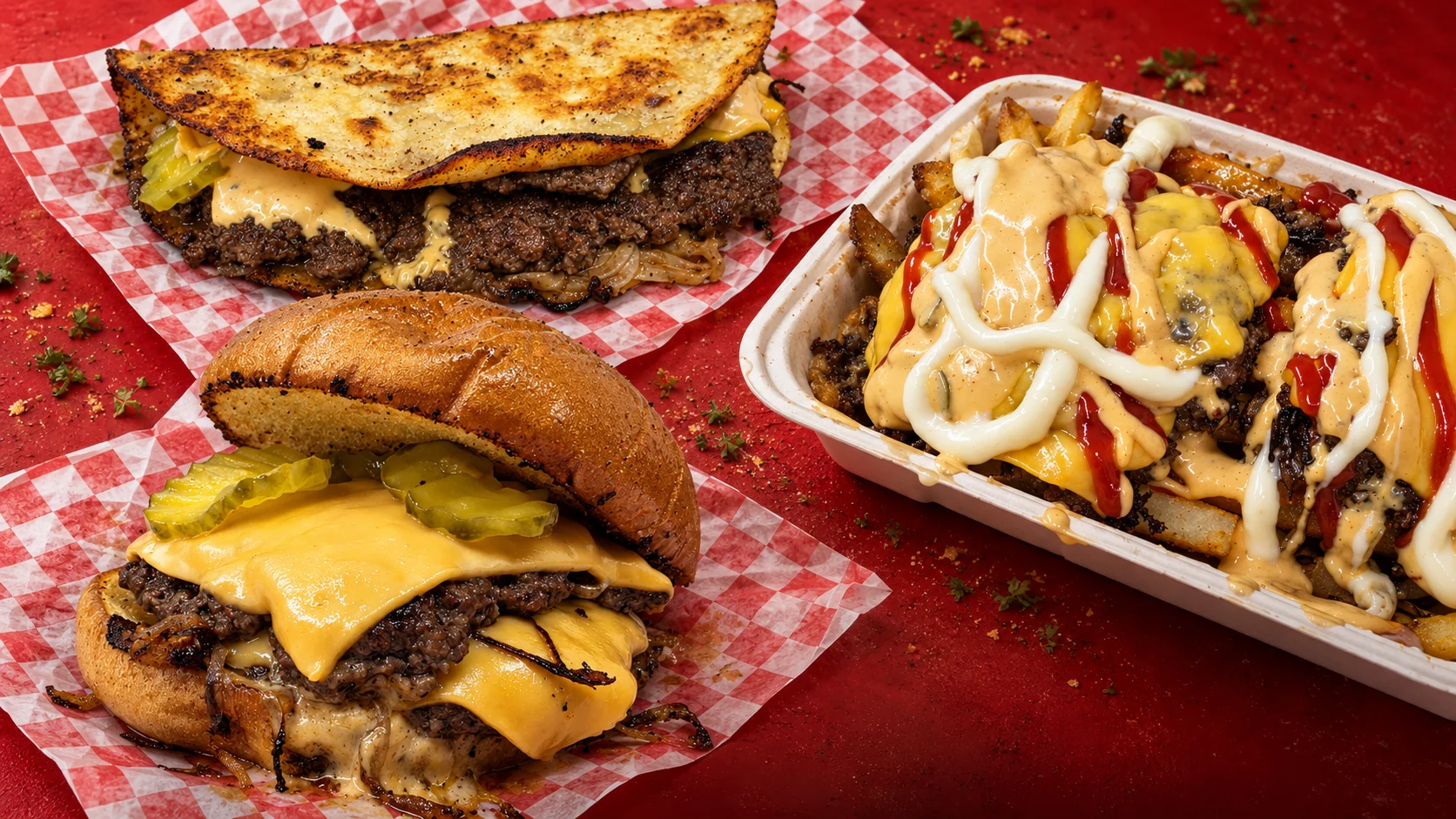 Food truck serving best smash beef, chicken burgers and tacos in austin