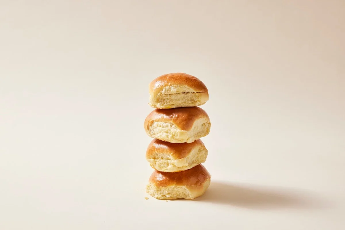 Stack of fluffy Japanese milk bread rolls