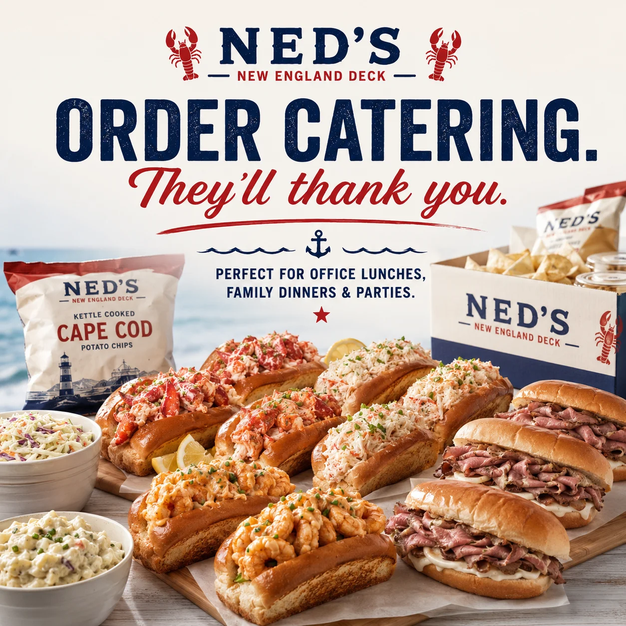 New England lobster rolls and catering options