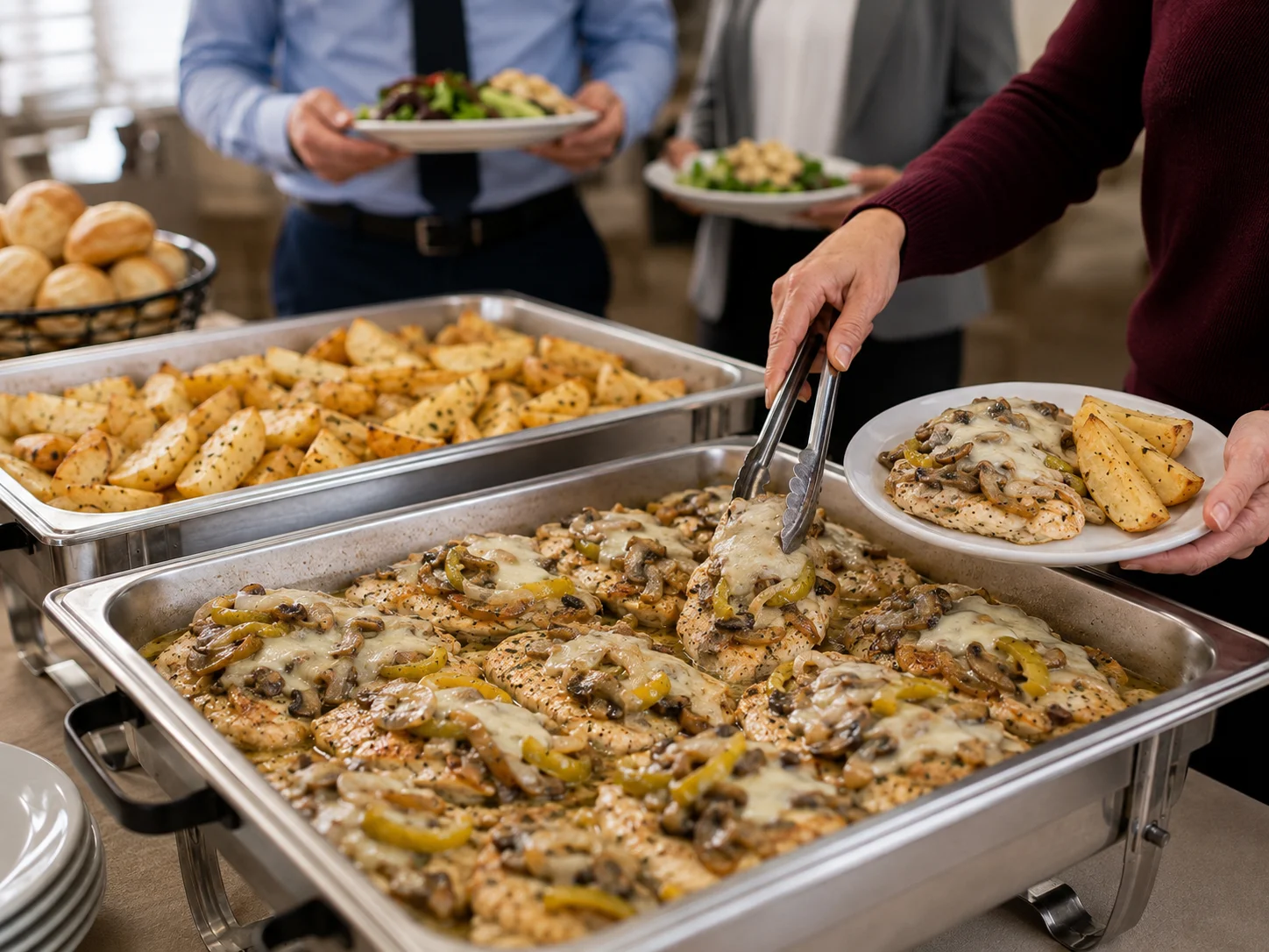 Giorgio's Chicken with Greek potatoes for catering