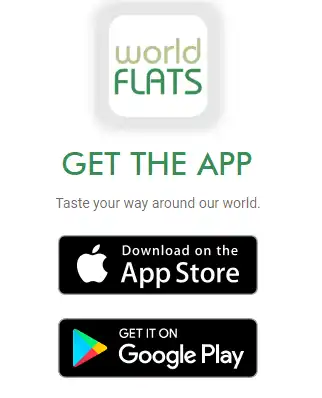 worldFLATS logo with google play and Apple App Store logos