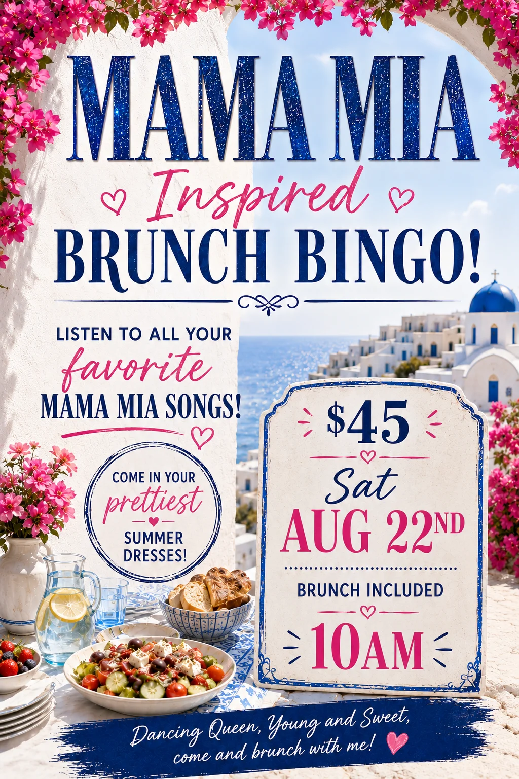 Mama Mia Themed Bingo