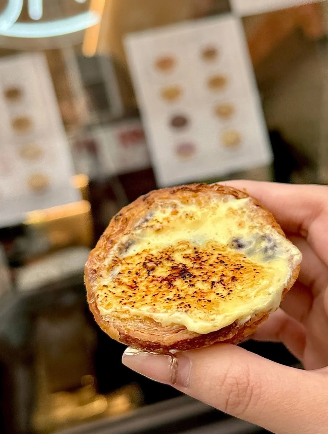 Portuguese pastel de nata with caramelized top