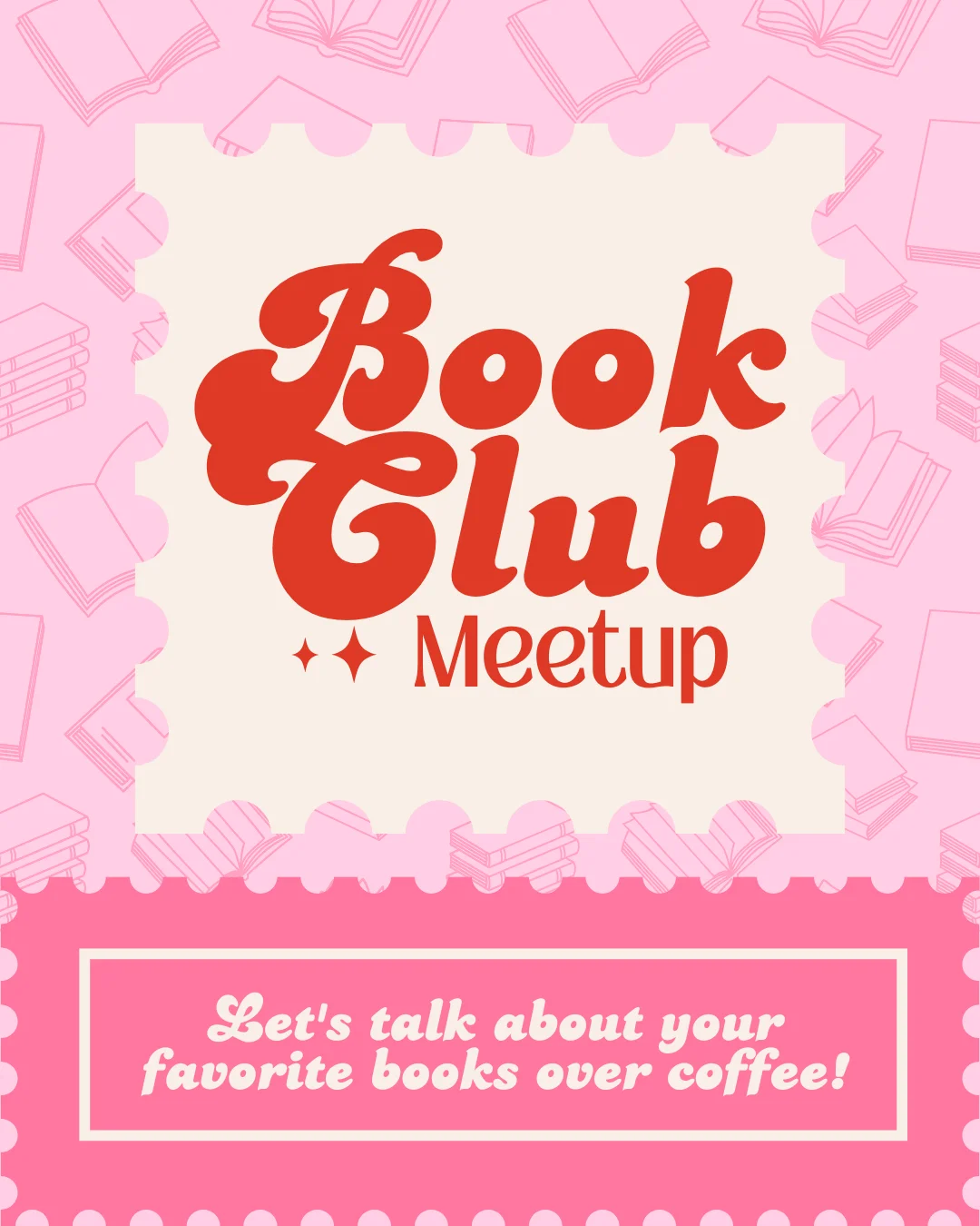 Book club meetup invitation with coffee theme