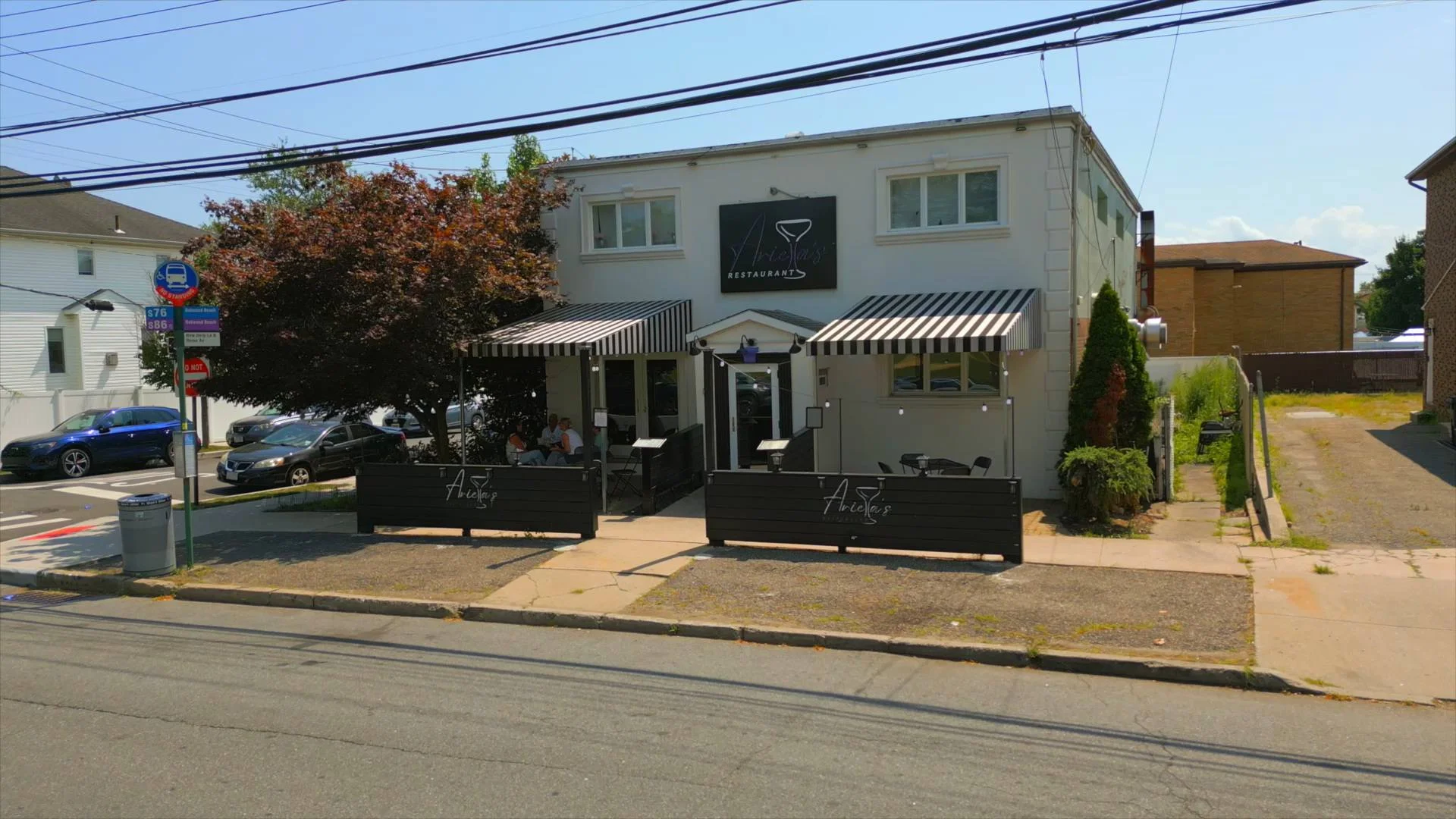 Charming restaurant exterior with outdoor seating