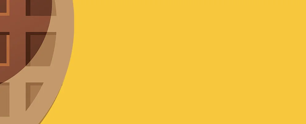 Delicious waffle with butter on a bright yellow background