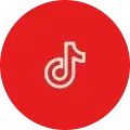 TikTok logo in a vibrant red circle