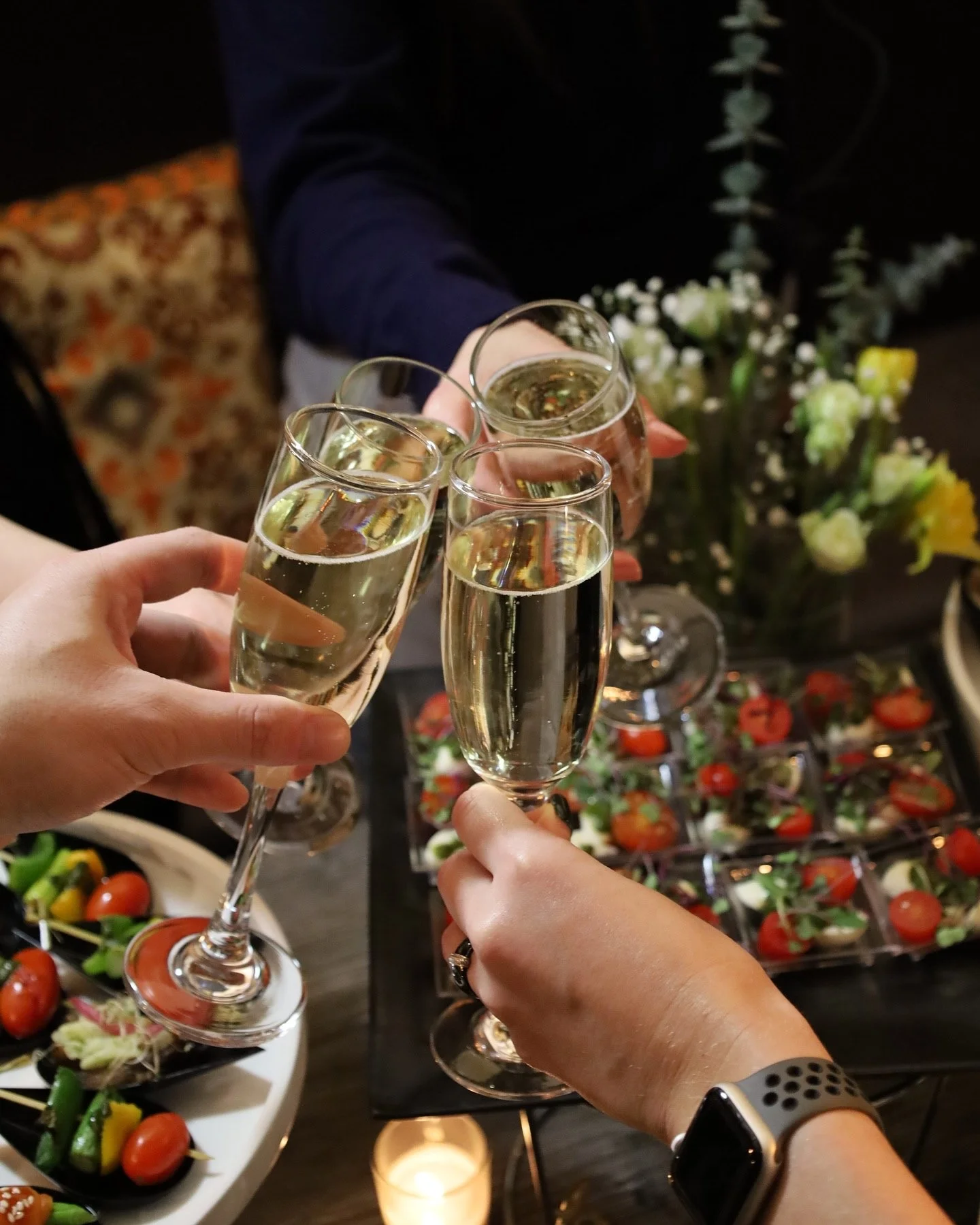 Cheers with sparkling wine at a festive gathering