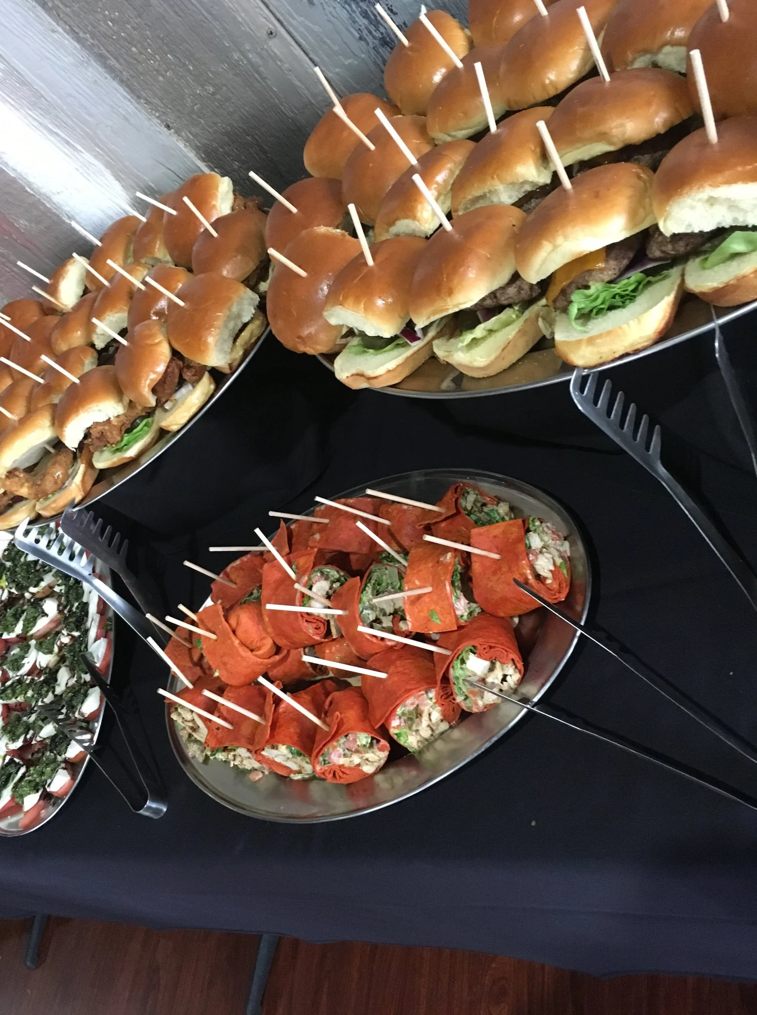 Assorted sliders and wraps for a casual gathering