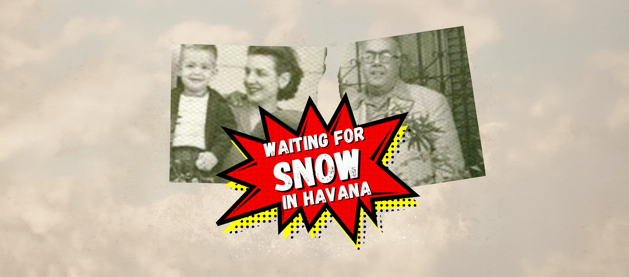 Nostalgic family photos with a comic-style overlay