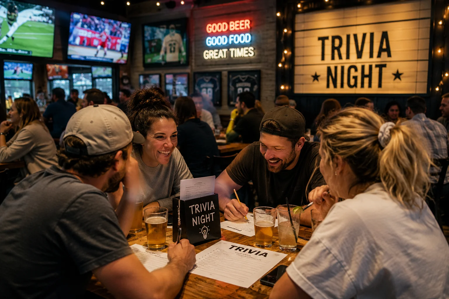 Trivia night with friends at Woodward Tavern