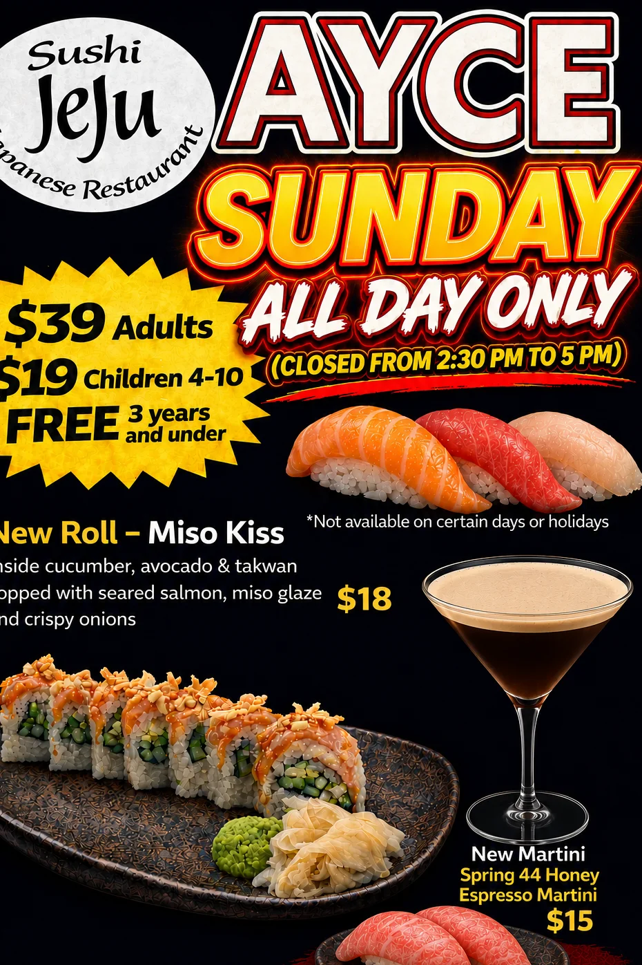 All-you-can-eat sushi promotion at a Japanese restaurant