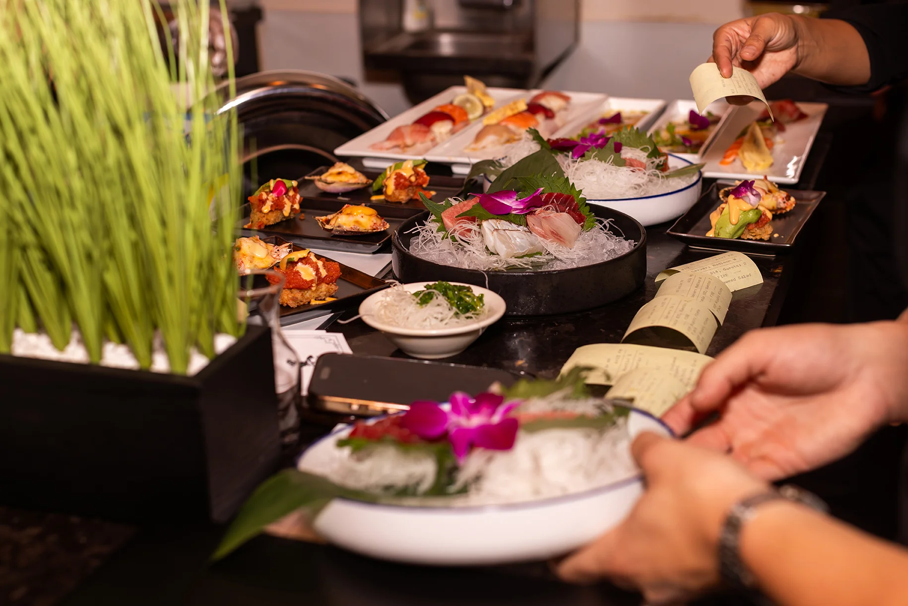 Dishes ready to be served to the customers