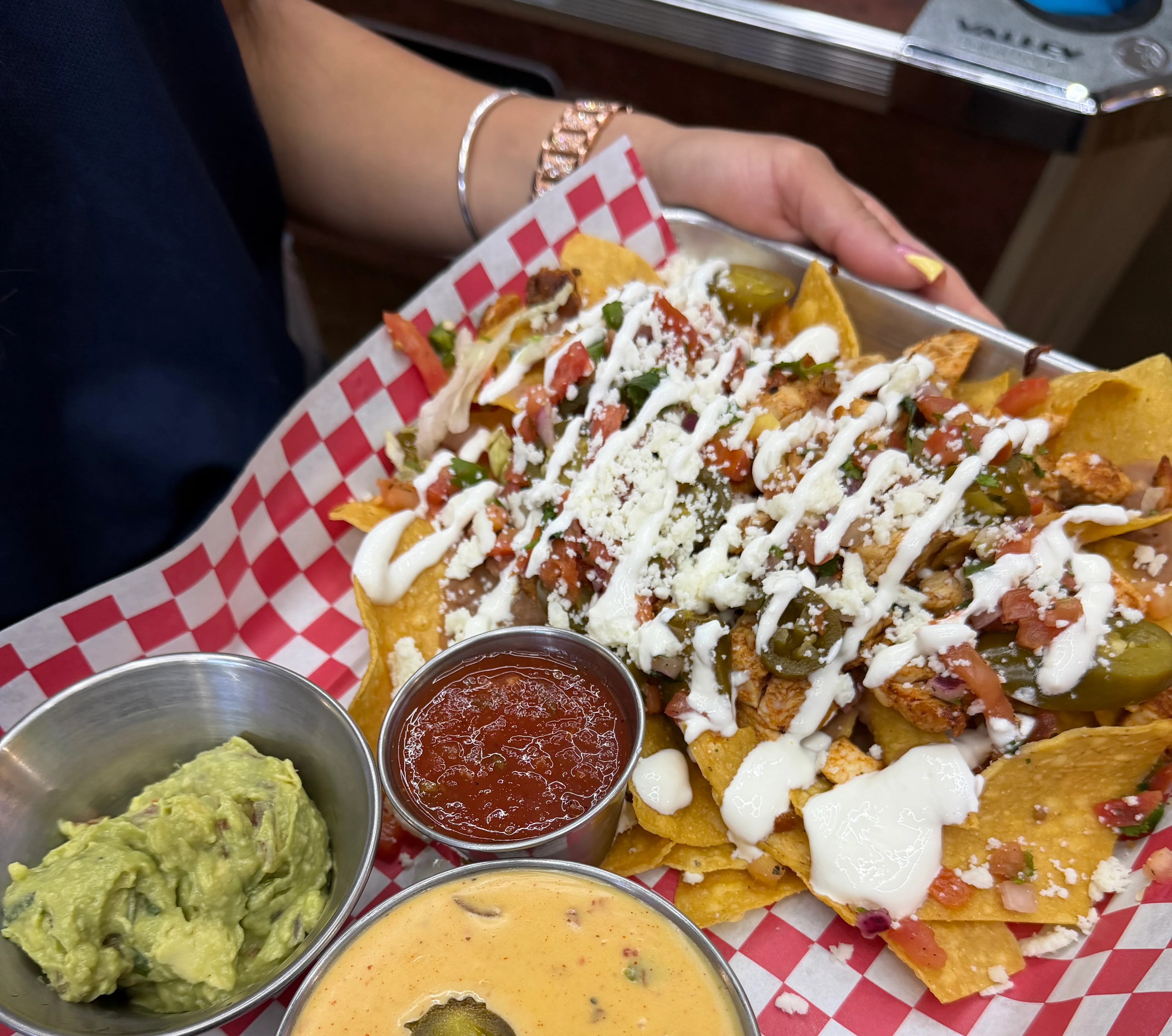 Loaded nachos with cheese and toppings