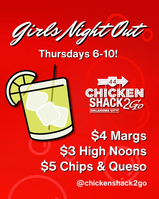 Cocktail special for Girls Night Out at Chicken Shack 2Go