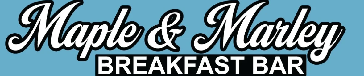 Maple & Marley Breakfast Bar logo on a blue background