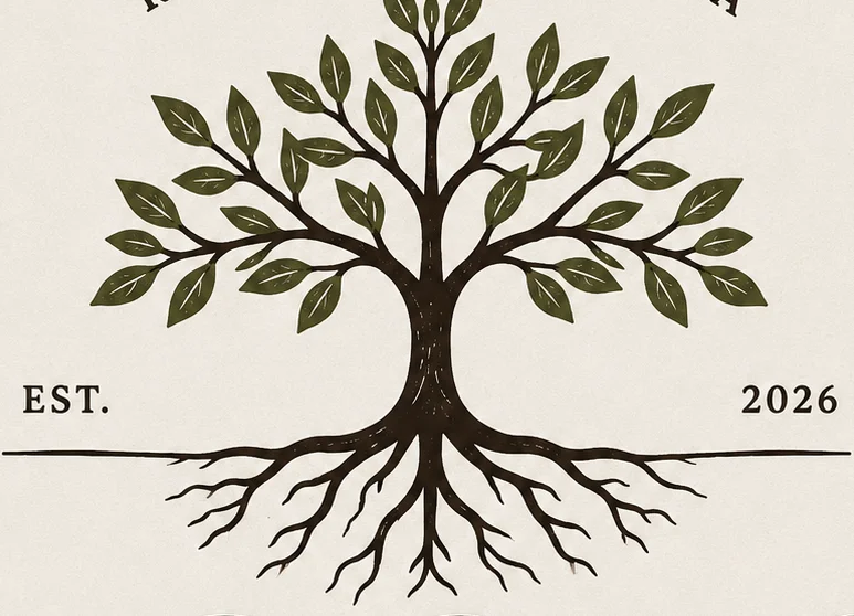 Logo of Roots Pantry Co. featuring a tree and roots design