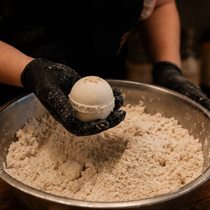 Handcrafting a bath bomb during a private gathering at Magnolia Ritual in Magnolia, Texas.