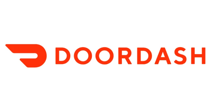 DoorDash logo in bold red and white design