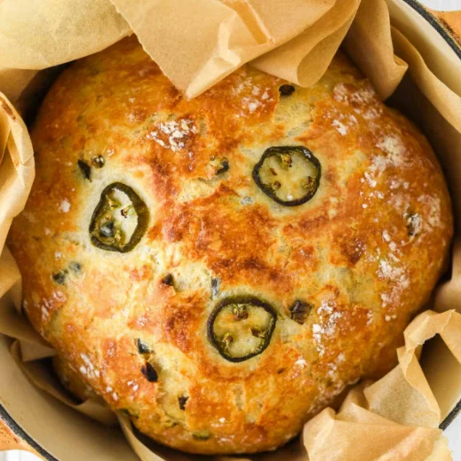 Freshly baked Irish soda bread with jalapeños