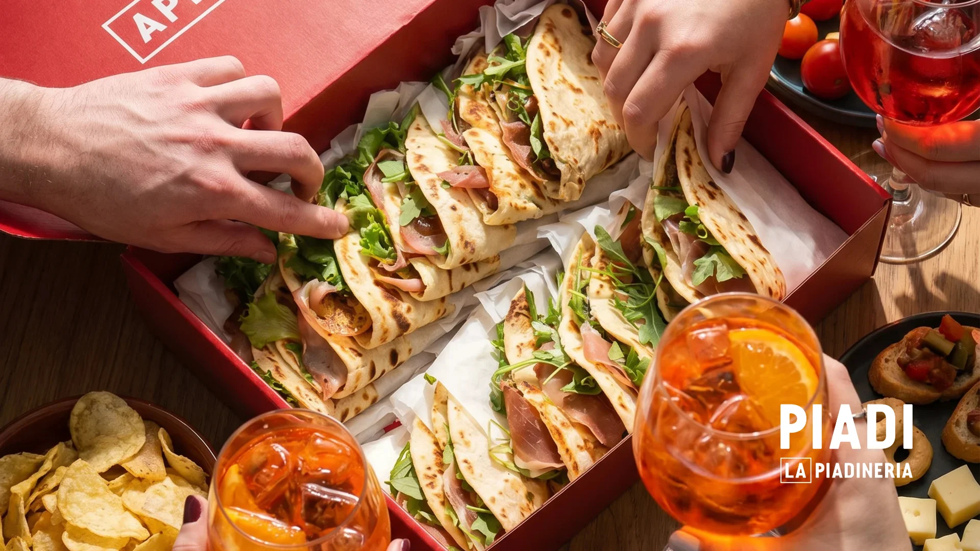Mediterranean wraps served in a festive sharing box