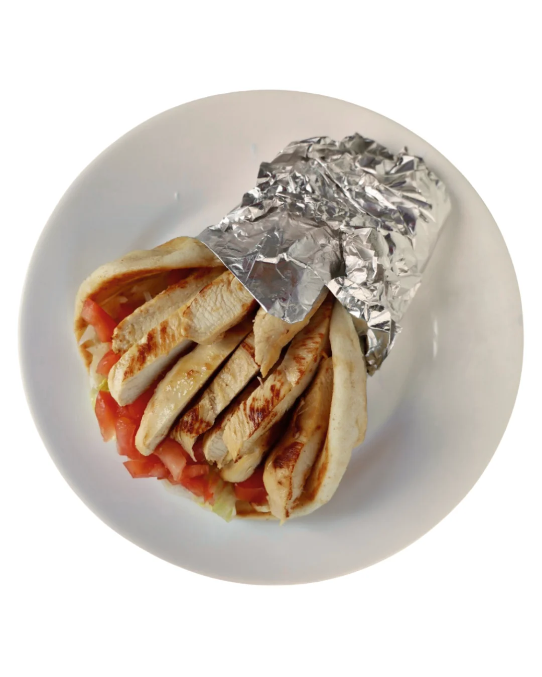 Grilled chicken shawarma wrapped in pita bread