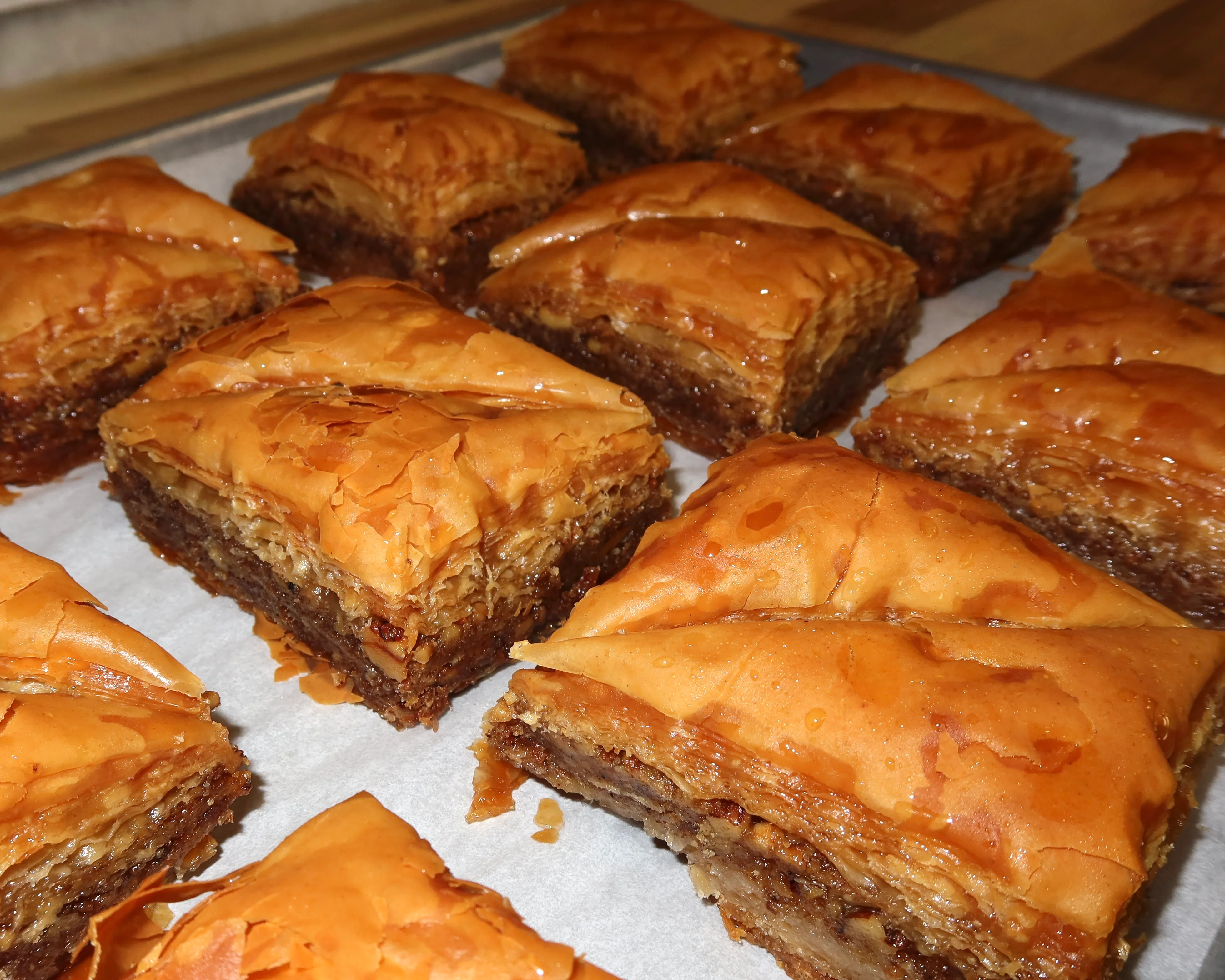 Delicious baklava, a traditional Middle Eastern dessert with layers of pastry