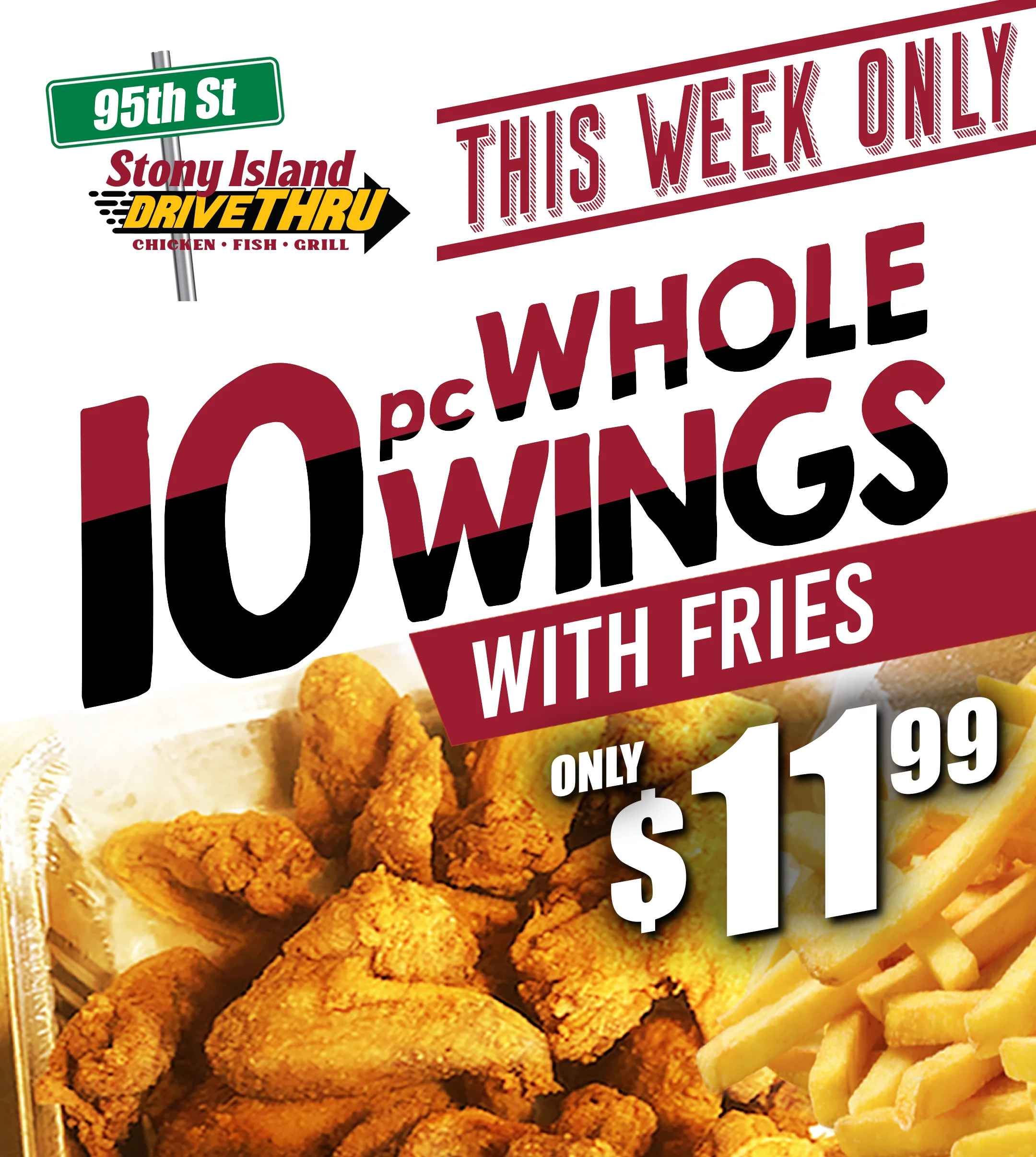 10 Whole Wings with Fries