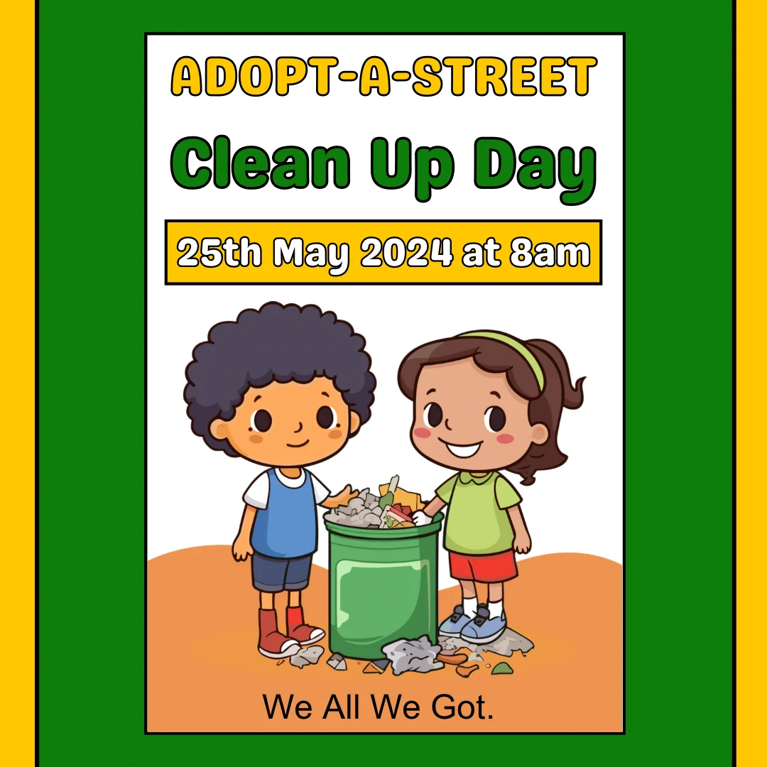 Children participating in a community clean-up event