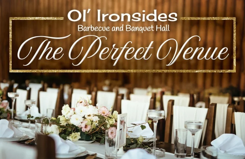 Elegant banquet hall setup with floral decor