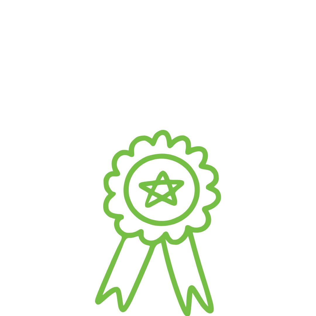 Green award ribbon with star symbol
