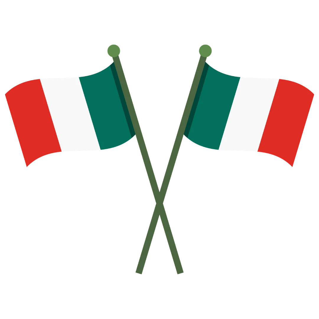 Crossed Italian flags representing Italy