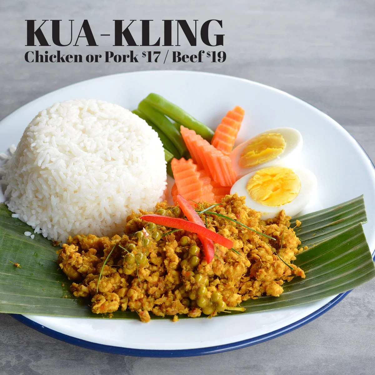 Thai kua kling with rice and vegetables
