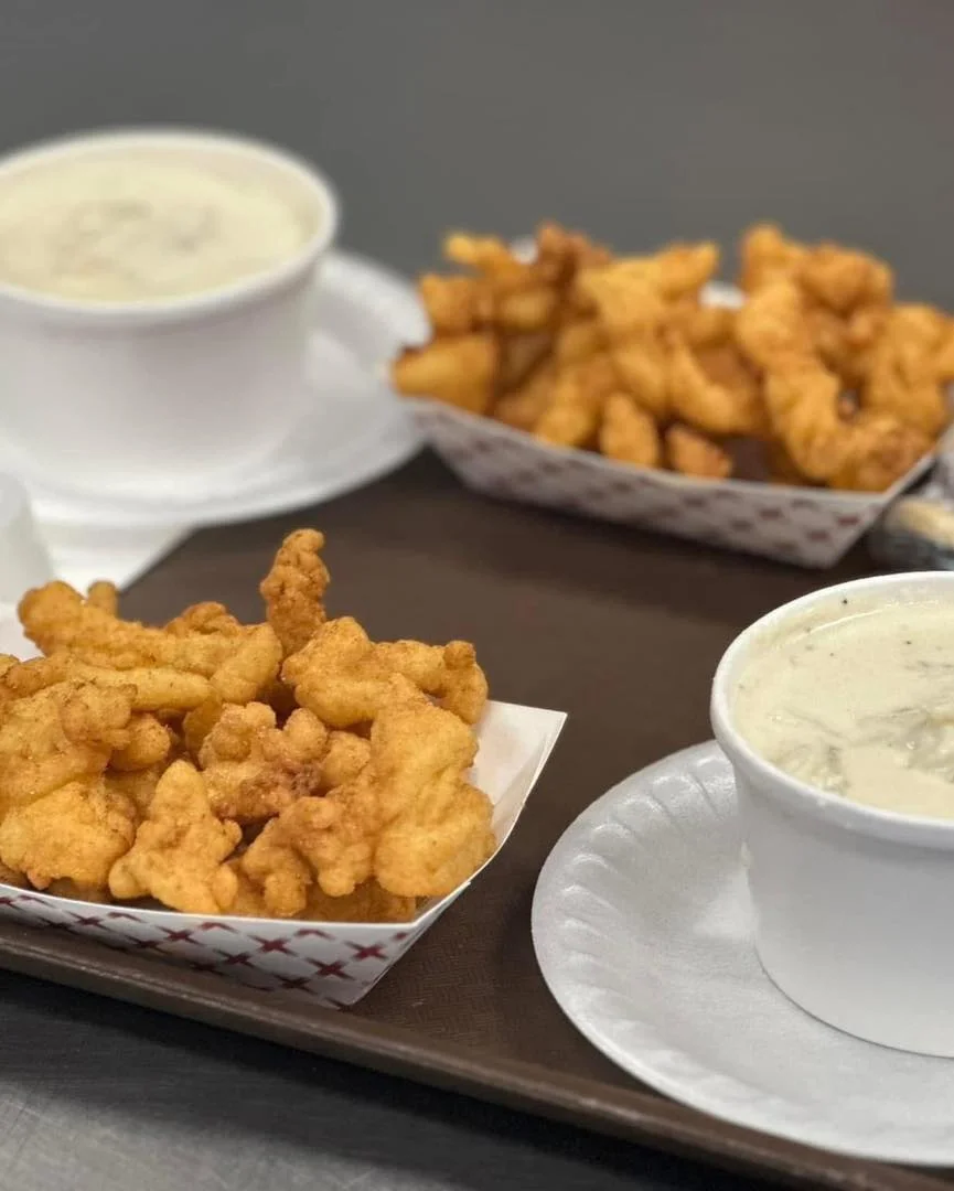 Southern-style hush puppies with clam chowder