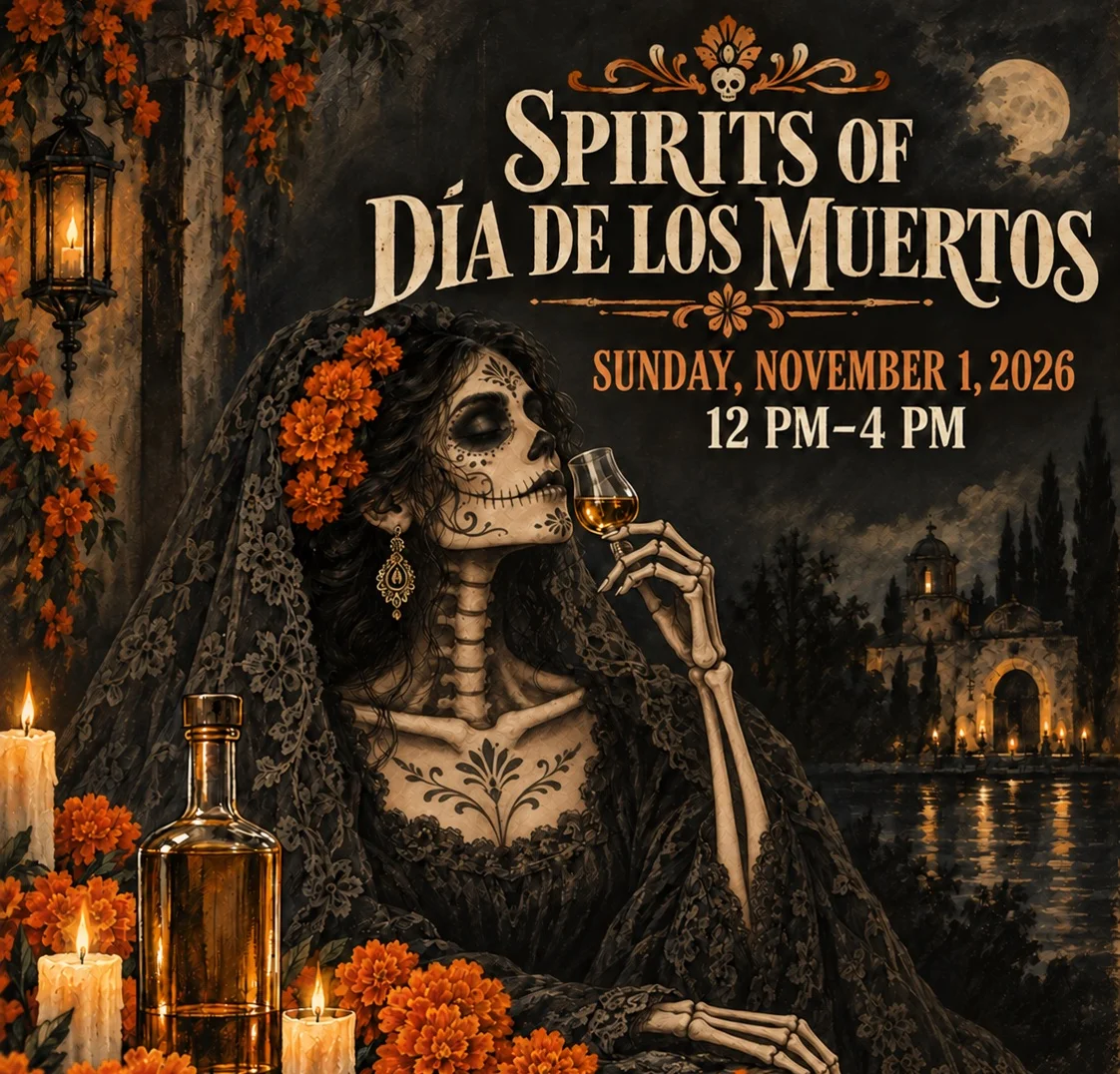 Artistic representation for Día de los Muertos celebration with skeleton and marigolds