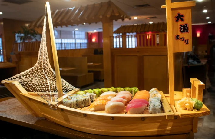 Sushi boat and party platter for catering from Mahzu East Windsor