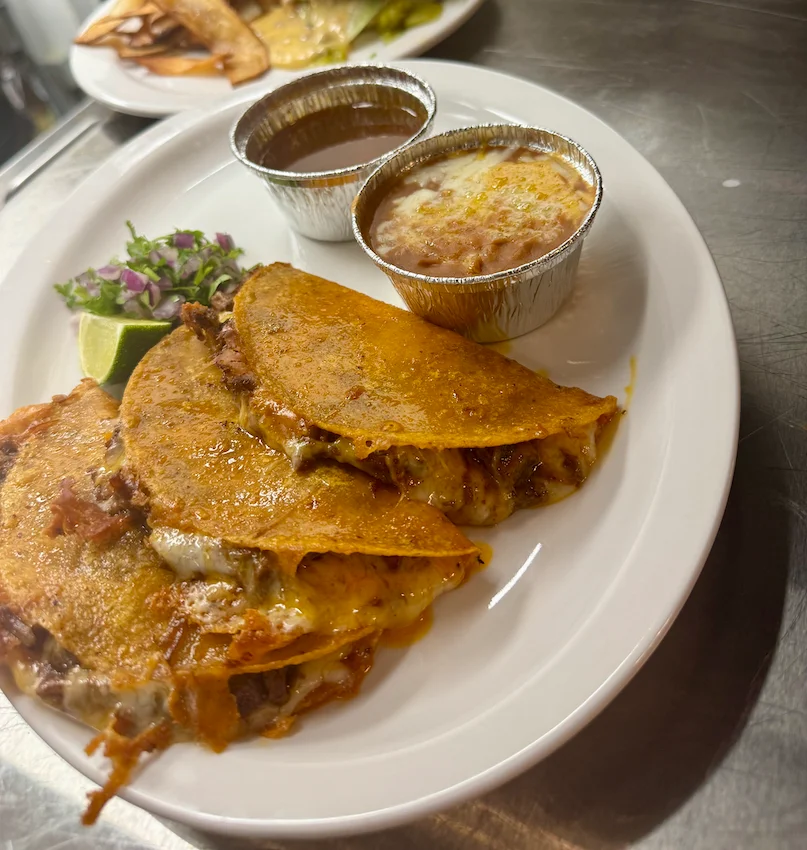 Crispy Mexican quesadillas with cheese and beef