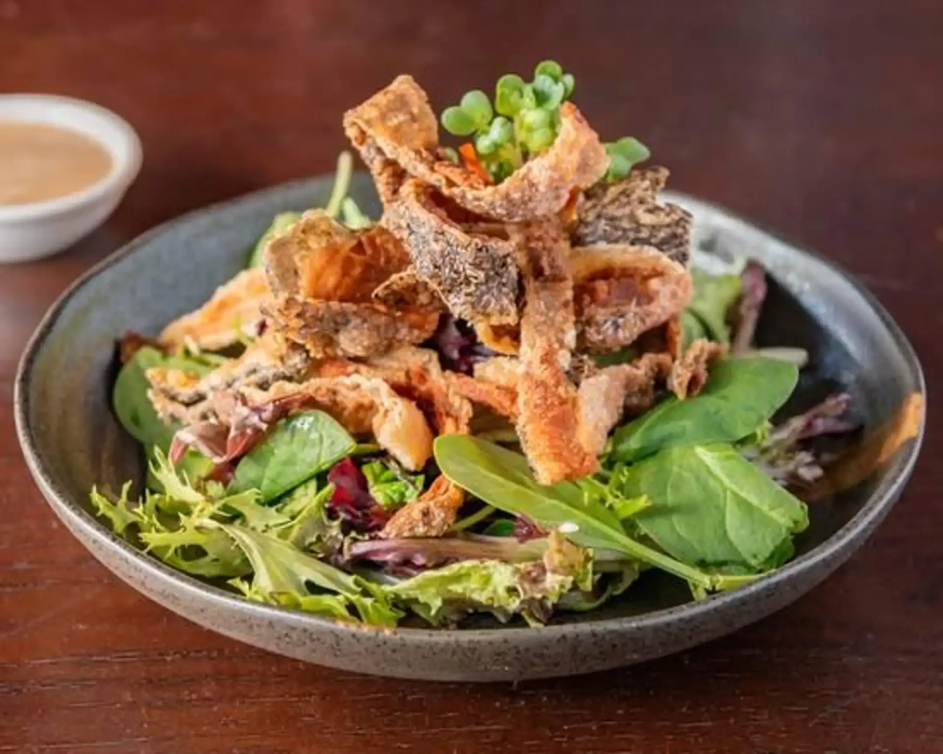 A13 Salmon Skin Salad
