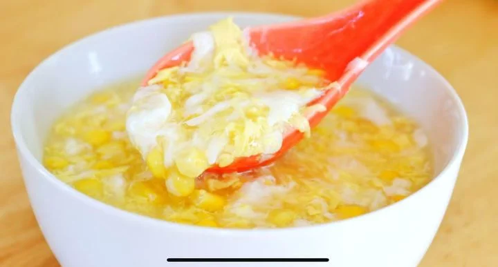 Sweet corn soup, a comforting Chinese dessert